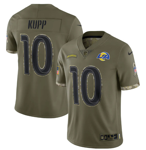 Men's Los Angeles Rams #10 Cooper Kupp 2022 Olive Salute To Service Limited Stitched Jersey